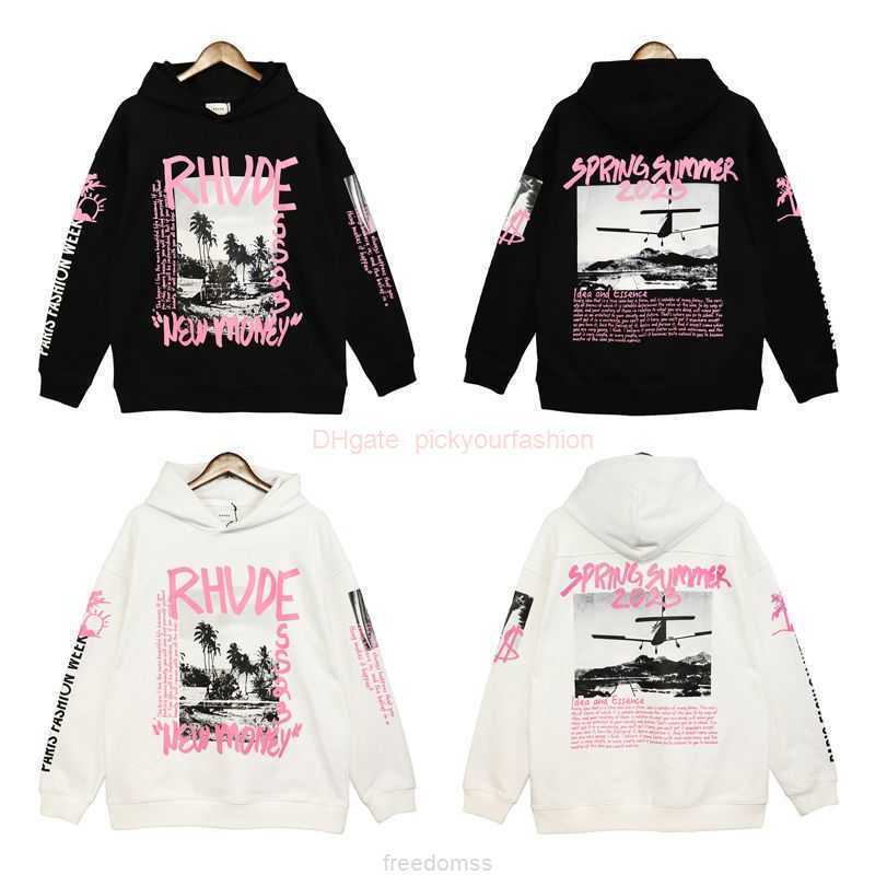 

Designer Clothing Mens Sweatshirts Hoodies Rhude American Style Vintage Landscape Letter Print Hooded Fir Sweater Ins Hiphop Loose Couple Jacket Fashion Streetwe, Shipping fee