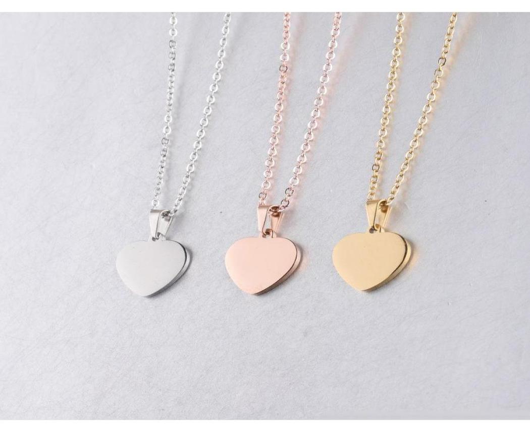 

Blank Love Heart Pendant Necklace Stainless Steel Hearts Charm Necklace Gold Rose Gold Silver Fashion Jewelry For Buyer Own Engrav1299591