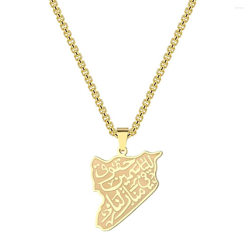 

Pendant Necklaces Kinitial Fashion Syria Map With Arabic Jewelry Men& Women Stainless Steel Choker Gift