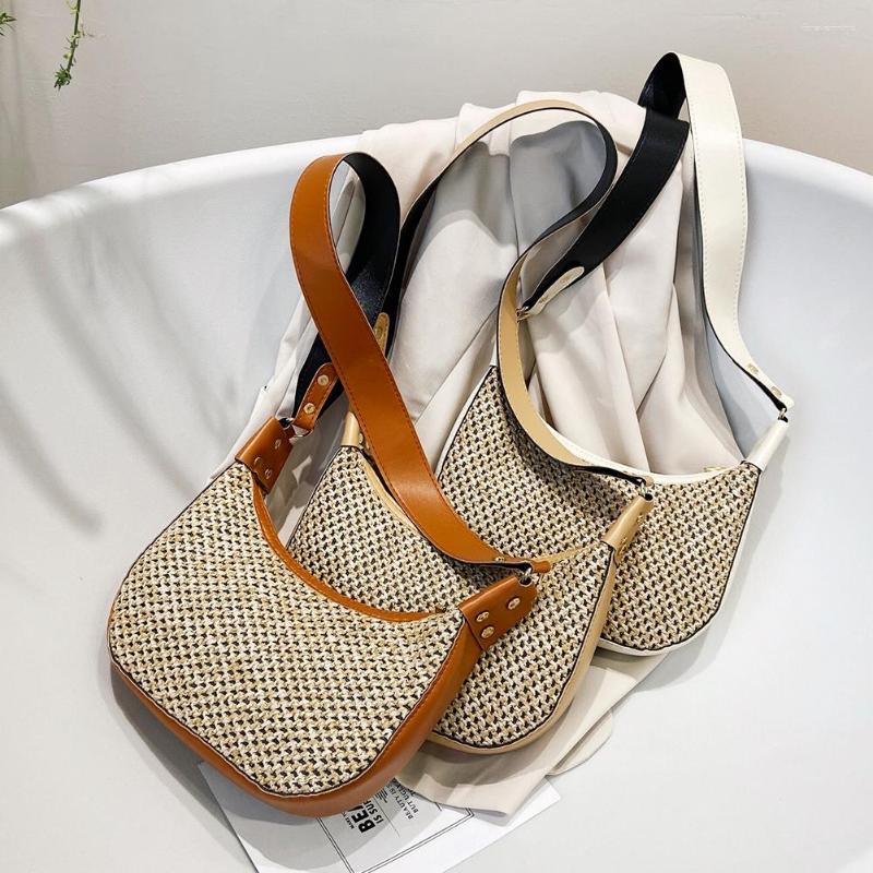 

Evening Bags Fashion Women Female Clutch Girl High-quality Large Bag Summer Straw Hobo Lightweight Breathable For Travel Beach Vacation, Brown