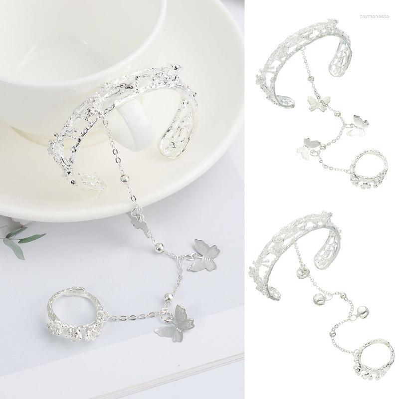 

Bangle Jewelry Fairy Chinese Antique Style Butterfly Bells Ring Bracelet Adjustable Opening Charm Raym22