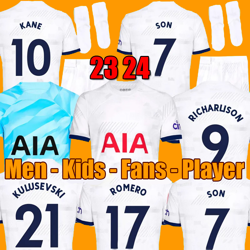 

23 24 KANE SON Soccer Jerseys KULUSEVSKI RICHARLISON PERISIC PEDRO PORRO 2023 2024 DANJUMA ROMERO Tottenham Football kit shirt SpUrS top Men kids set unifomrs tee, 22 23 home adult
