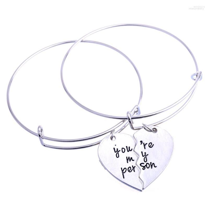 

Bangle 12PC You Are My Person Broken Heart Puzzle Pendant Bangles Adjustable Bracelets Women Men Lovers Couples Valentine's Day Gifts