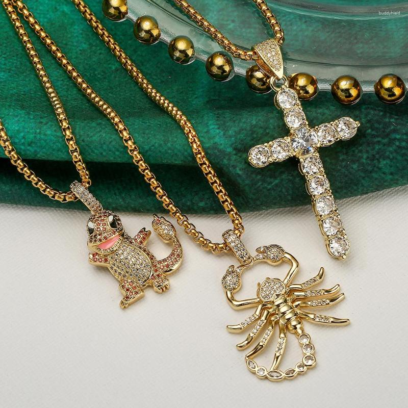 

Pendant Necklaces BUY Statement Hip Hop Jewelry For Women Men Punk Style Scorpion Dinosaurs Cross Necklace Party Gift