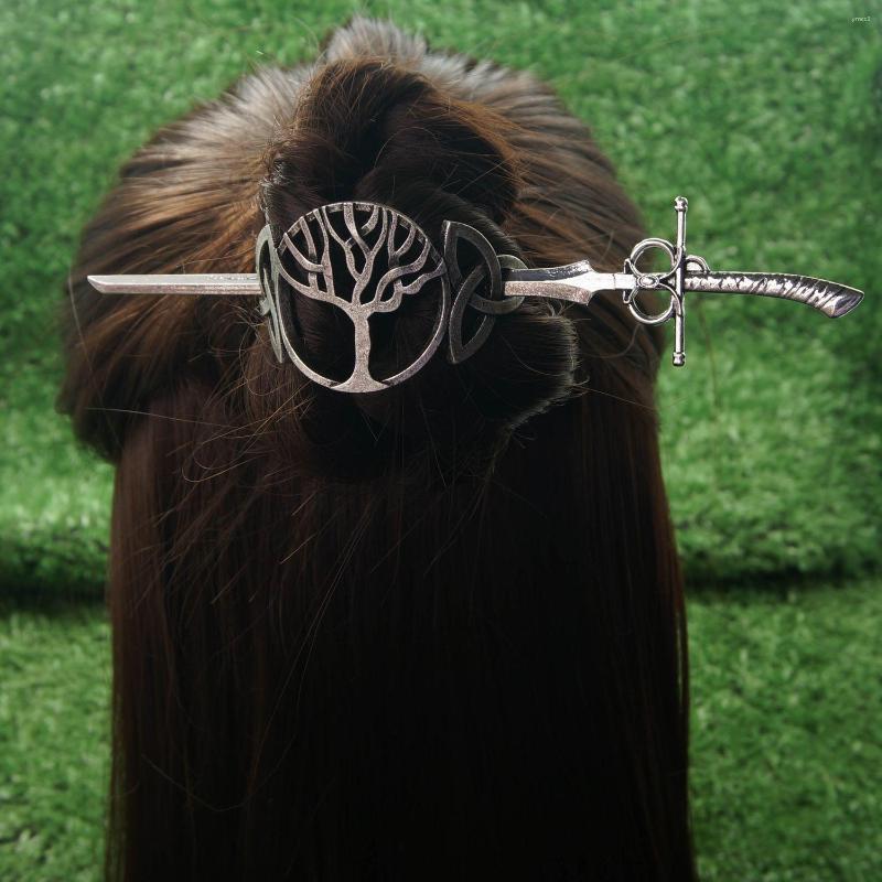 

Hair Clips Vintage Viking Tree Of Life Sword Hairpin Women Ornament Gift