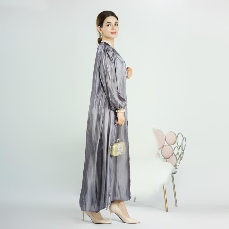 

Ethnic Clothing Women Ramadan Eid Abaya Bubble Sleeve Beaded Cardigan Sleeveless Dress Two Pieces Set Muslim Dubai Turkey Islamic Clothes