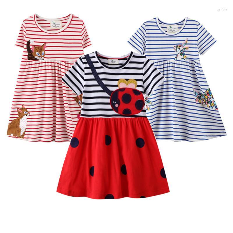 

Girl Dresses Stripes Girls Dress Summer Cotton A Line For Kids Cartoon Short Sleeve Princess, 67090