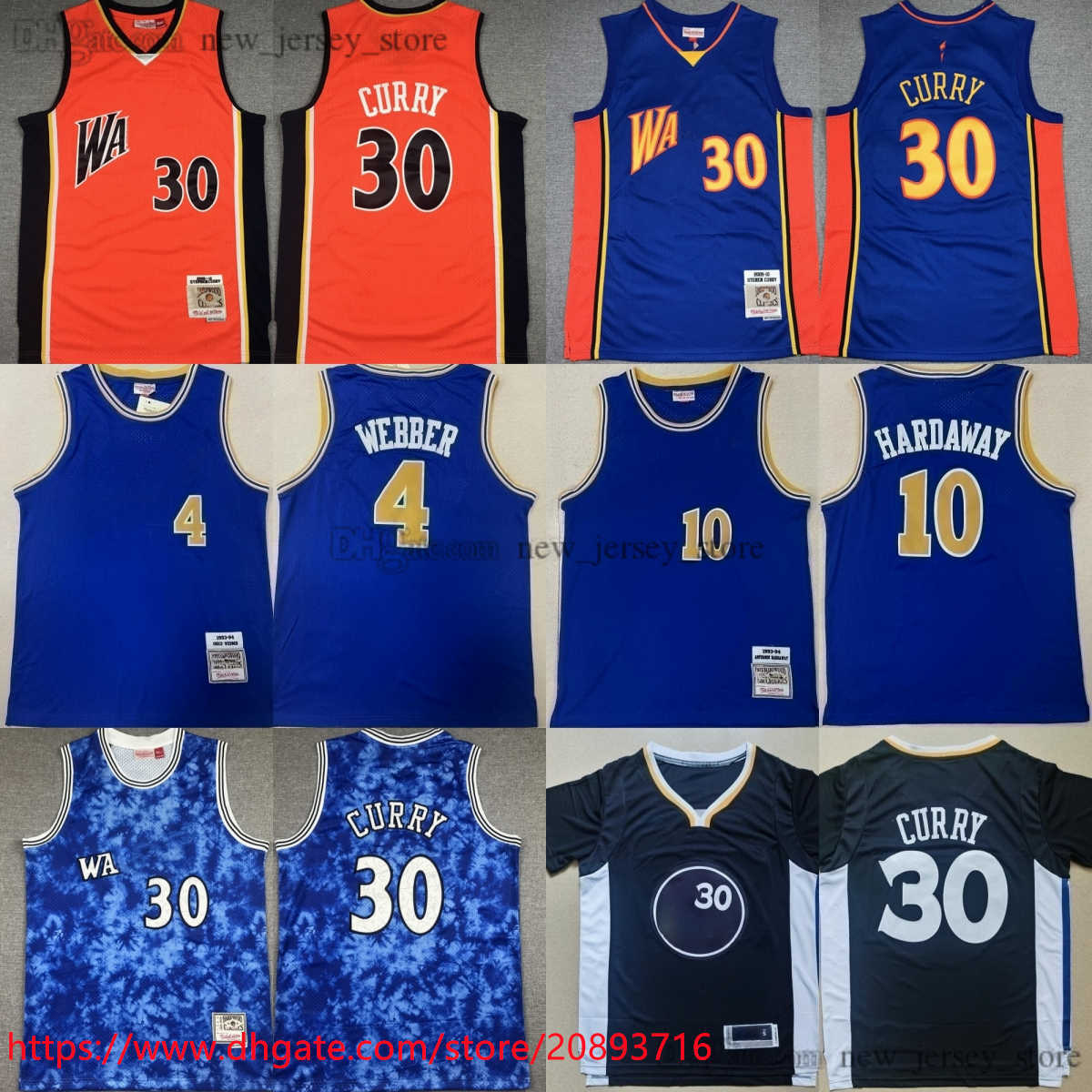 

Mitchell and Ness 1993-94 Basketball Tim Hardaway Jersey Classic Retro Chris Webber Stephen Curry Jerseys Vintage Man White Blue Red Black Curry Short T-shirt, Ad