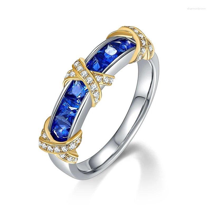 

Cluster Rings Natural Sri Lanka Sapphire Ring 925 Sterling Silver Fine Jewelry For Women Anniversary Gift 3 3MM Genuine 5A Gemstone