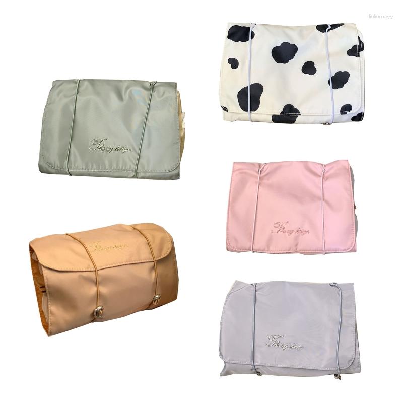 

Cosmetic Bags Hanging Roll-Up Makeup Bag 4-in-1 Foldable Toiletry For Travel Removable Storage Organizer Women, Brown