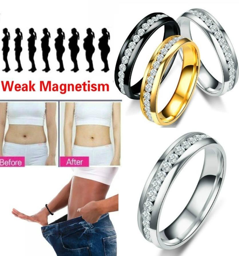 

1pc Health Care Ring Slim Patches Fashion Single Row CZ Crystal Hand String Slimming Stimulating Acupoints Gallstone Magnetic Ther6053253