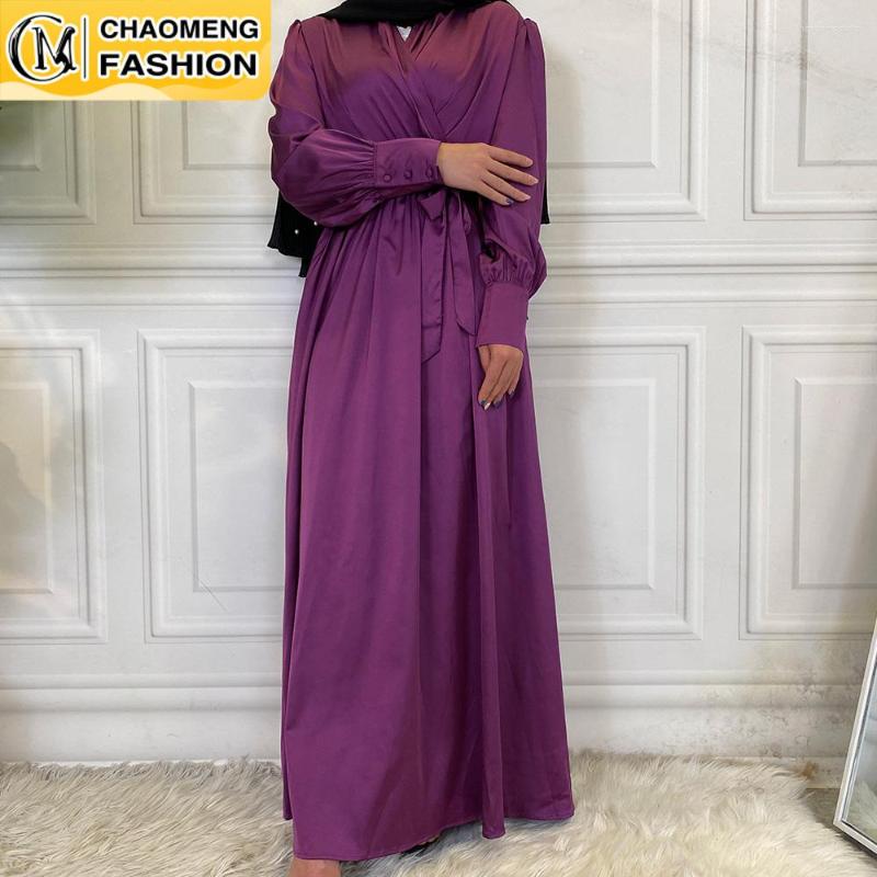 

Ethnic Clothing Ramadan Fashion Dubai Abaya Muslim For Women Hijab Dress Shiny Satin Modest Robe Caftan Turkey Kaftan Arabic Islamic