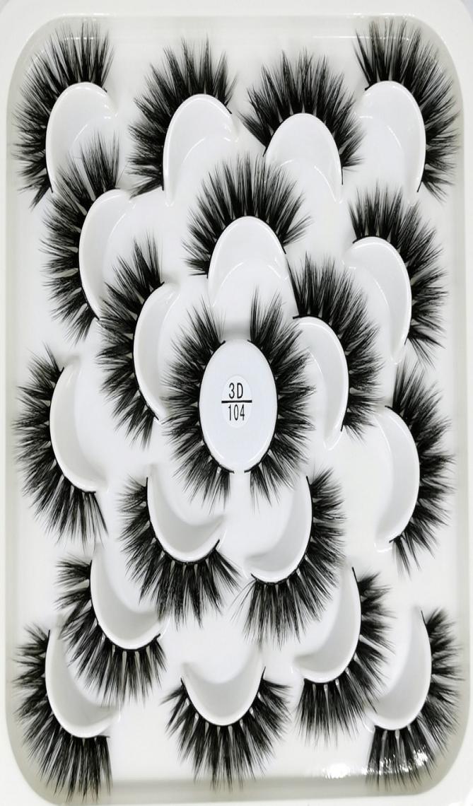 

New 10 pairs lotus pack false eyelashes natural long 3D synthetic faux eye lashes 10 styles with red yellow paper package3451601