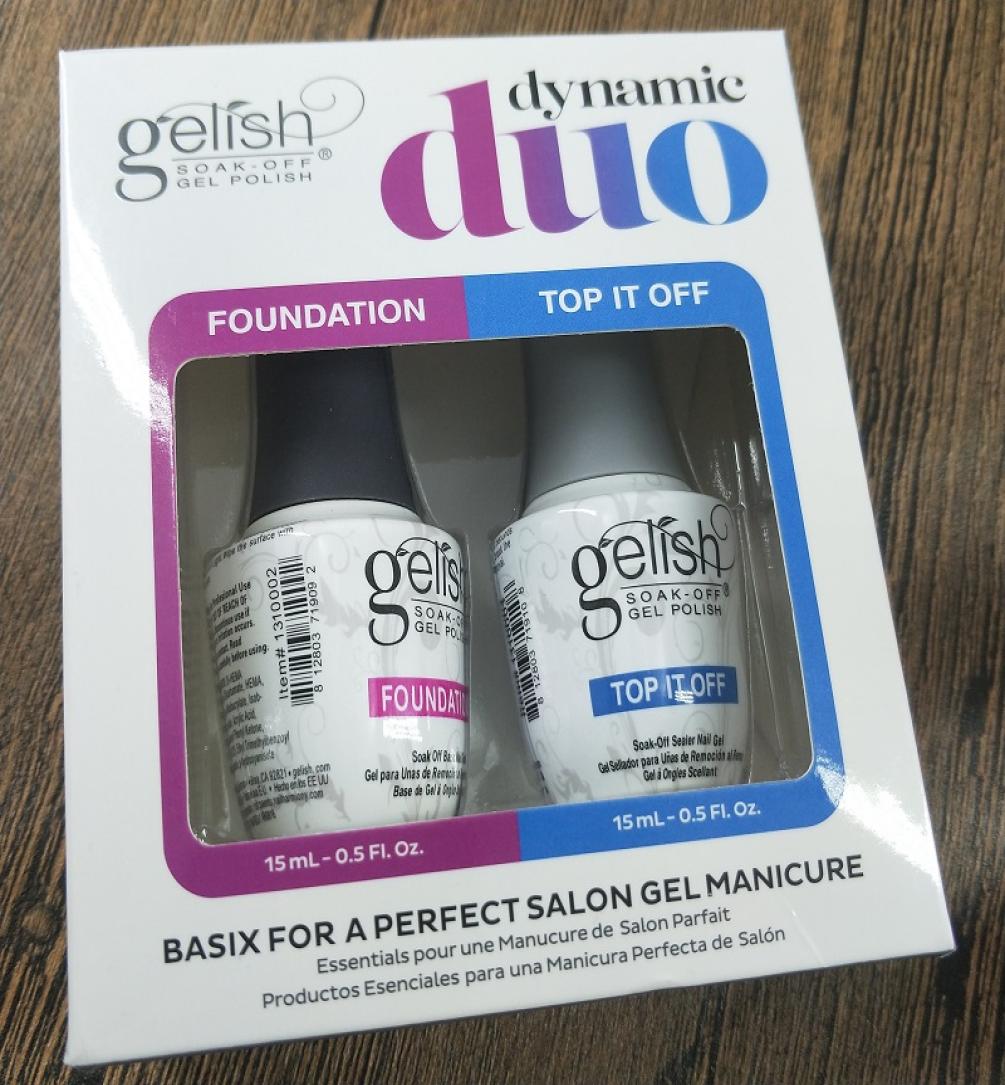 

Gelish dynamic duo Base Top Coat Nail Art Soak Off UV LED Gel Nail Polish Gelish 2PcsLot Foundation TopitOff5602672, Pink