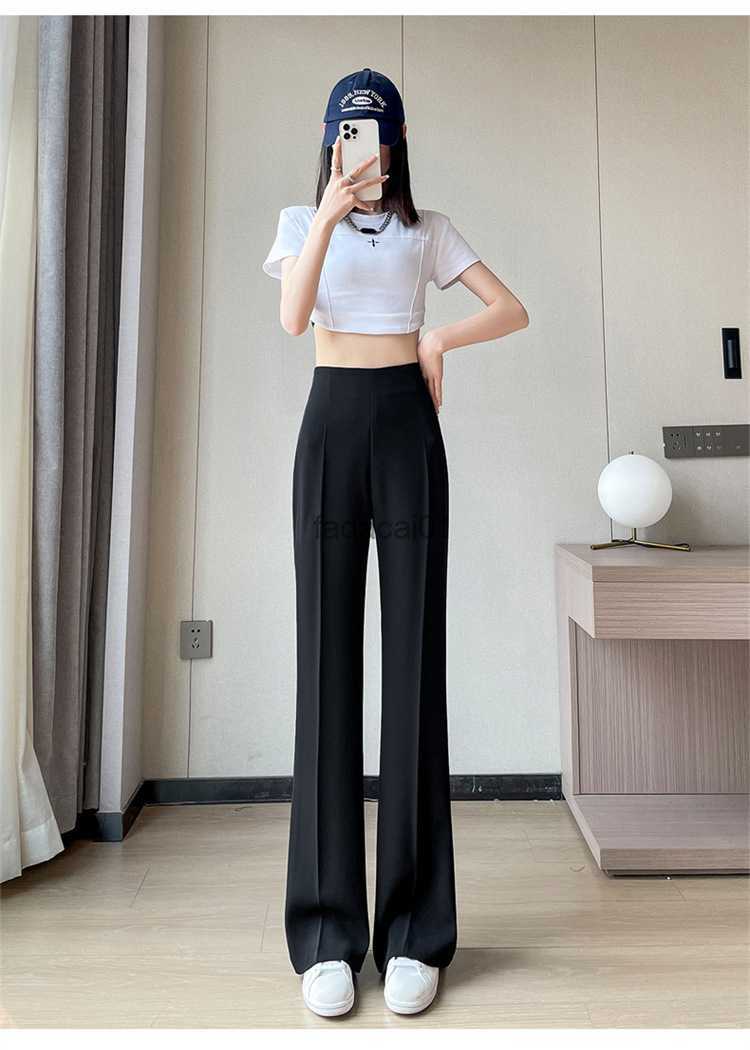 

new summer Fashion casual plus size brand female women girls straight high waist pants L230621, Khaki