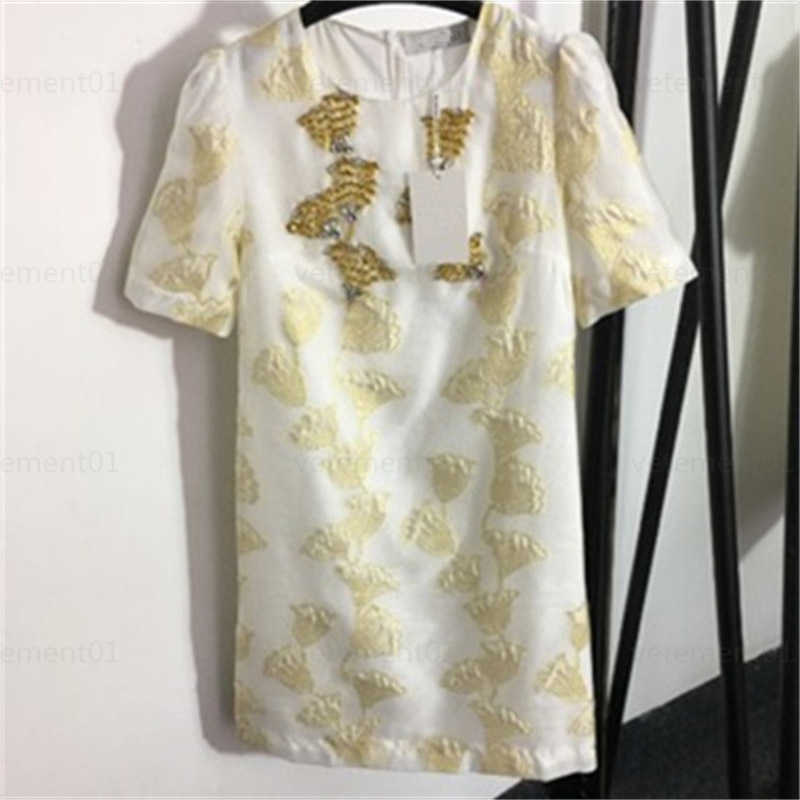 

Fashion Designer Dresses For Woman Heavy-duty Sequin Beaded Flowers Sequin Blend Round Neck Short Sleeve Dress Clothes Women Designer