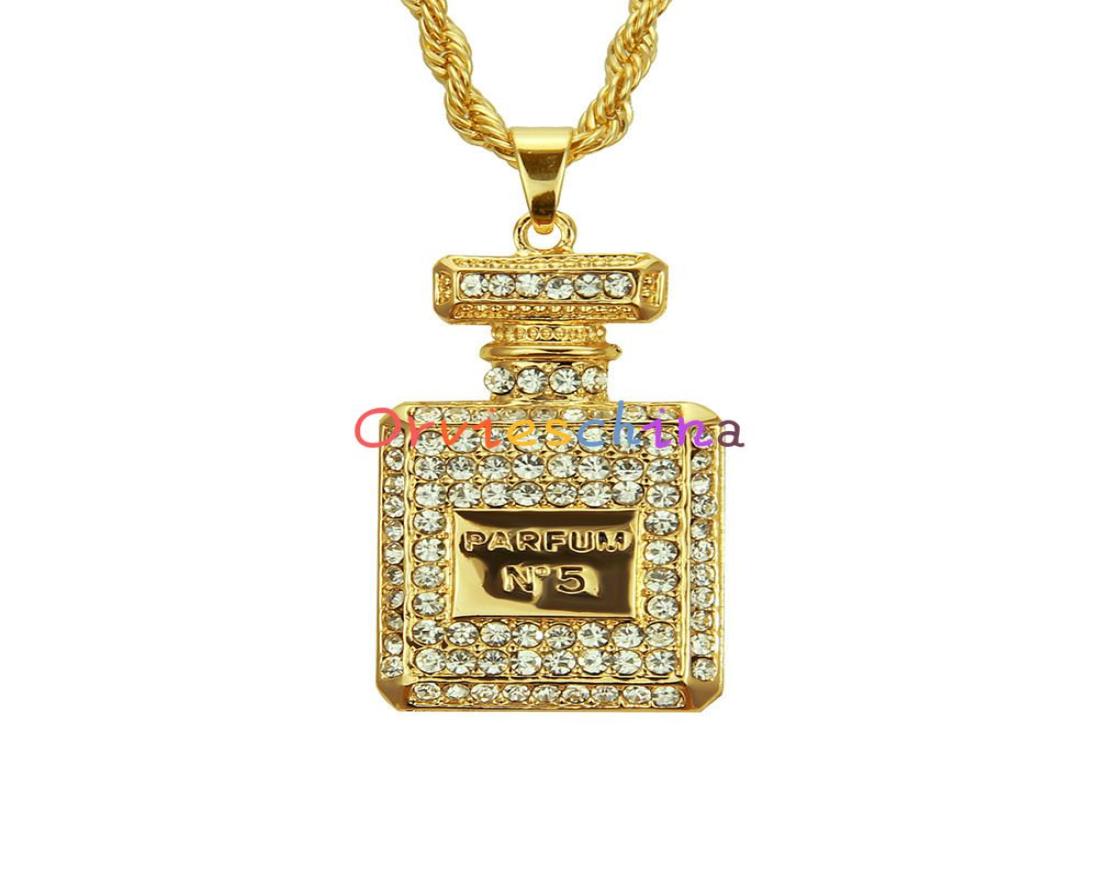 

2020 designer European and American fashion jewelry fashion personality diamond perfume bottle pendant necklace men and women jewe2353079