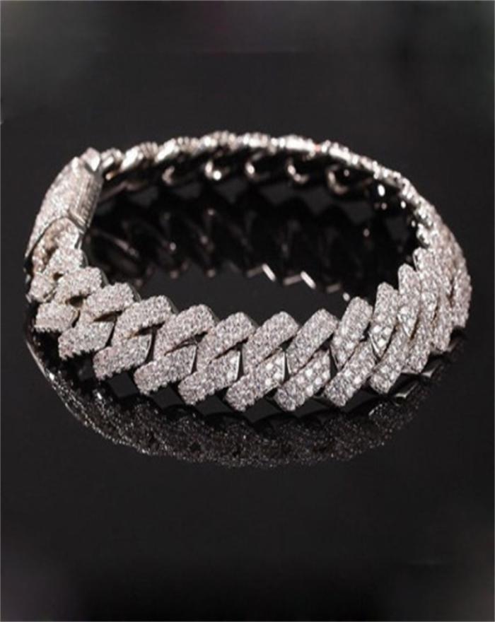 

New Arrival personalized Gold Bling Diamond Mens Cuban Link Chain Bracelet Iced Out Cubic Zirconia Curb Wristband Chains Jewelry G7206610