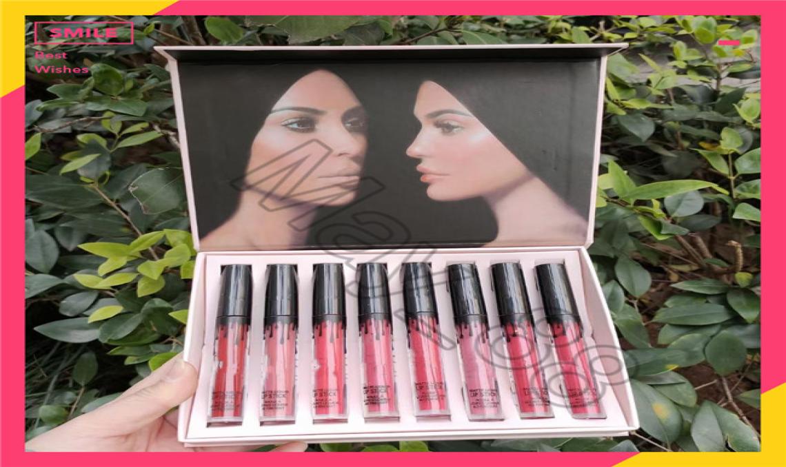 

New KL Lip Makeup Lipgloss 8pcsset Matte Lipstick Gift box set Lipstick Kit Beauty Make up Cosmetics7821580