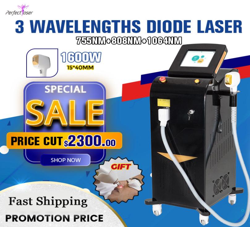 

Professional Diode laser hair removal machine 3 wavelength 808nm 755nm 1064nm Trio Lazer alexandrite remove hairs Platinum ICE1047801
