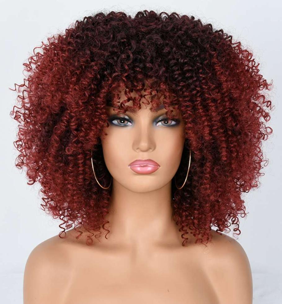 

whol afro kinky curly synthetic short hair wig01234567686796, Black