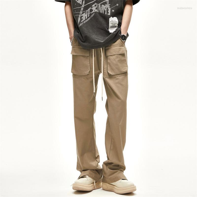 

Men's Pants Men's Cotton Cargo Men Slim Fit Fashion Retro Pocket Casual Japanese Streetwear Hip Hop Straight Mens Trousers, Black