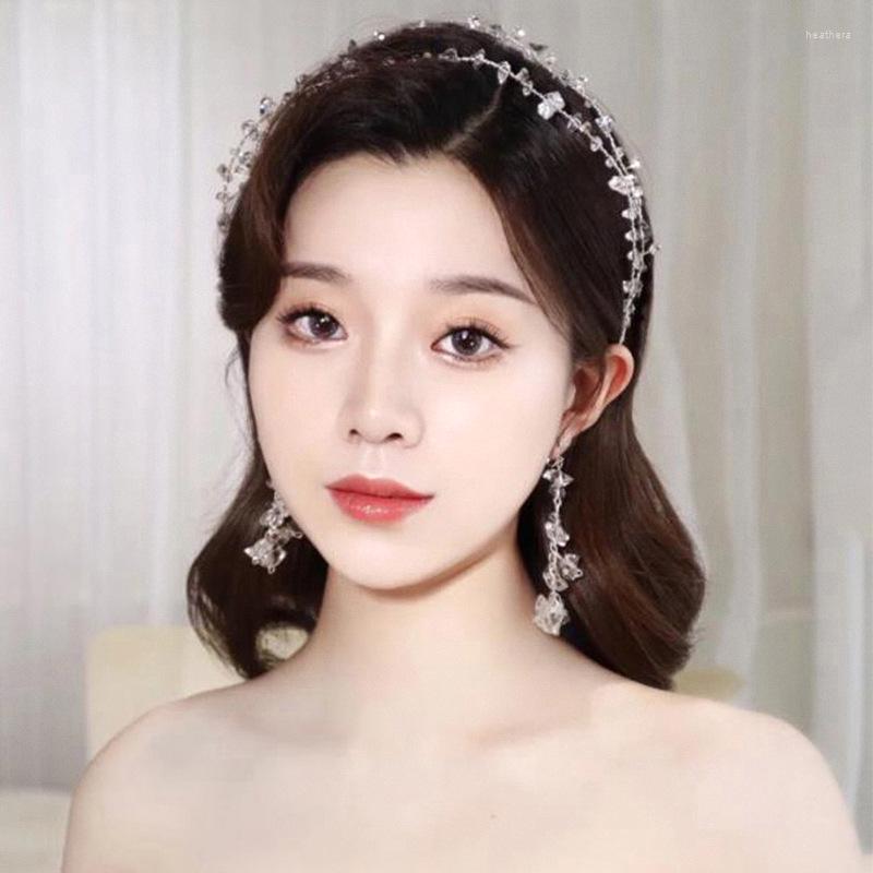

Hair Clips 1Set Handmade Bride Jewelry Shiny Crystal Clip And Earring Beautiful Headdress Set AIC88