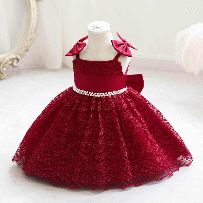

Girl Dresses Children's Suspender Dress Bow Baby's First Birthday Wedding