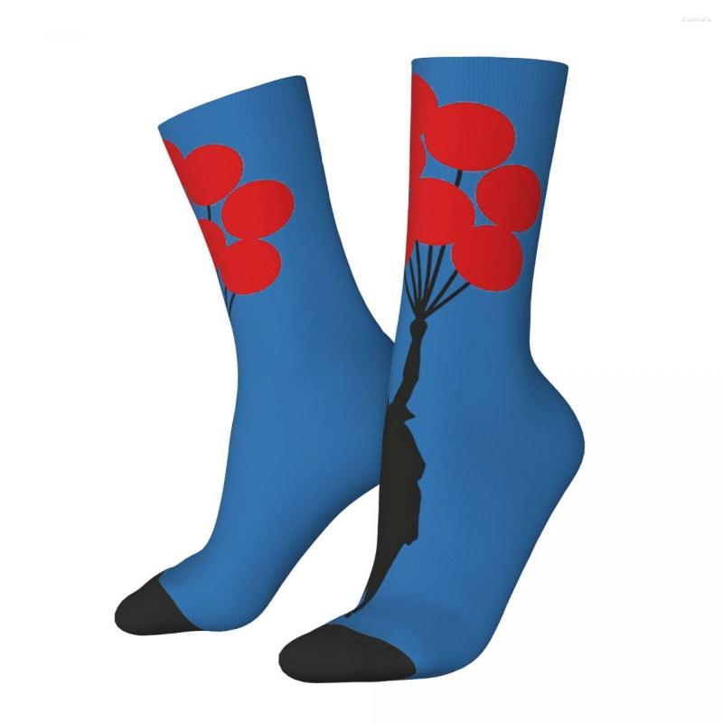 

Men's Socks Hip Hop Girl With Red Balloons Men's Compression Sock Unisex Graffiti Young Culture Fashion Creative Art Banksy Street Crew, Red blue