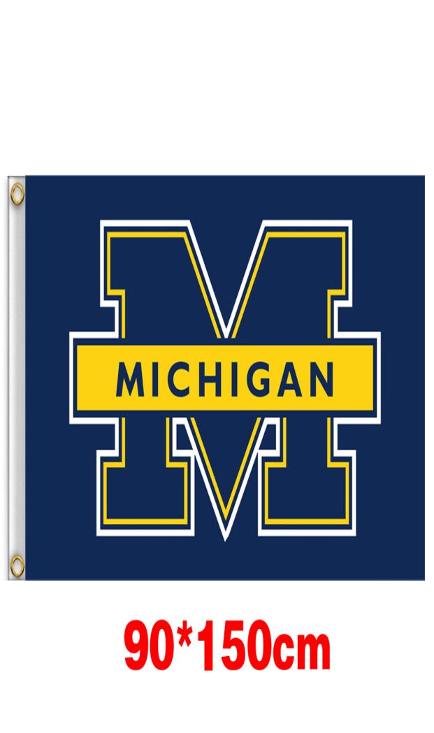 

Michigan Wolverines University College Flag 150CM90CM 3X5FT Polyester Custom Any Banner Sports Flag flying homegarden outdoor1352778