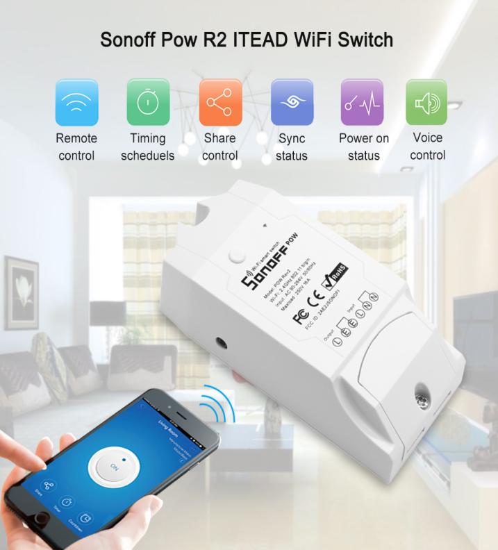 

itead Sonoff Pow R2 Smart Wifi Switch Controller With Real Time Power Consumption Measurement Monitor 16A3500w Smart Home Device 9959060