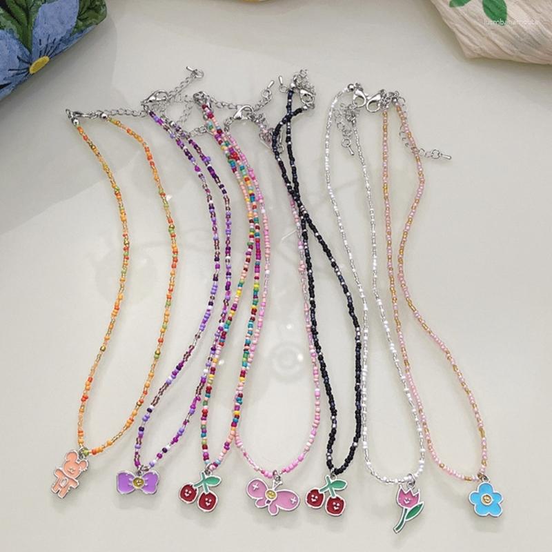 

Pendant Necklaces Y2K Oil Drip Necklace For Women Fashion Egirl Punk Grunge Bead Clavicle Chain Valentines Day Gifts