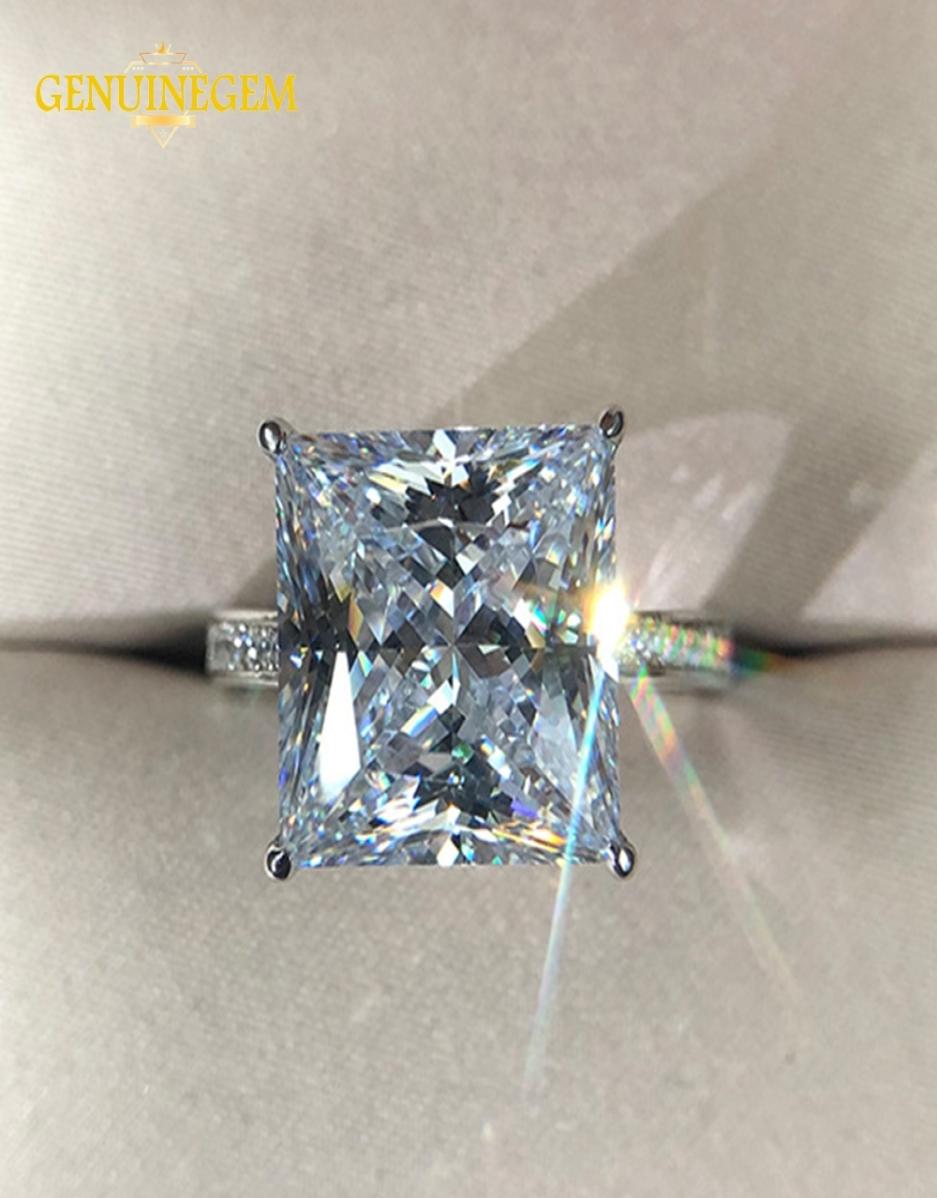 

Jewepisode Real Silver 925 Jewelry 12MM Square Created Moissanite Wedding Engagement Rings For Women Party Valentines Ring Gifts Y1891068