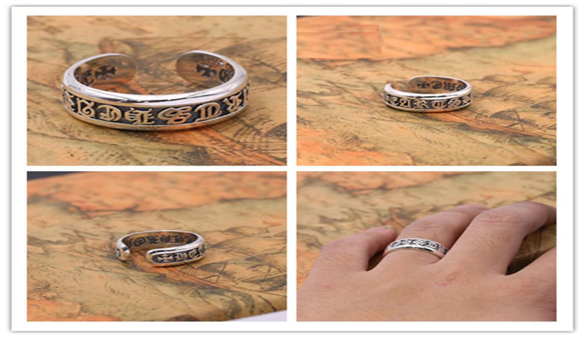 

925 sterling silver handmade CH crosses adjustable rings antique silver designer luxury jewelry American European vintage style4466762