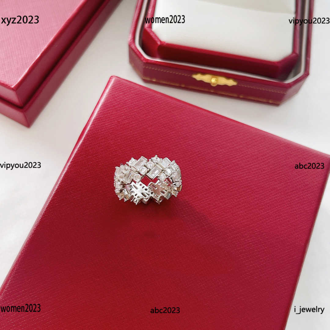 

designer women ring high quality Wedding Rings fashion jewelry Diamond inlay with various shapes Couple Rings #Including box