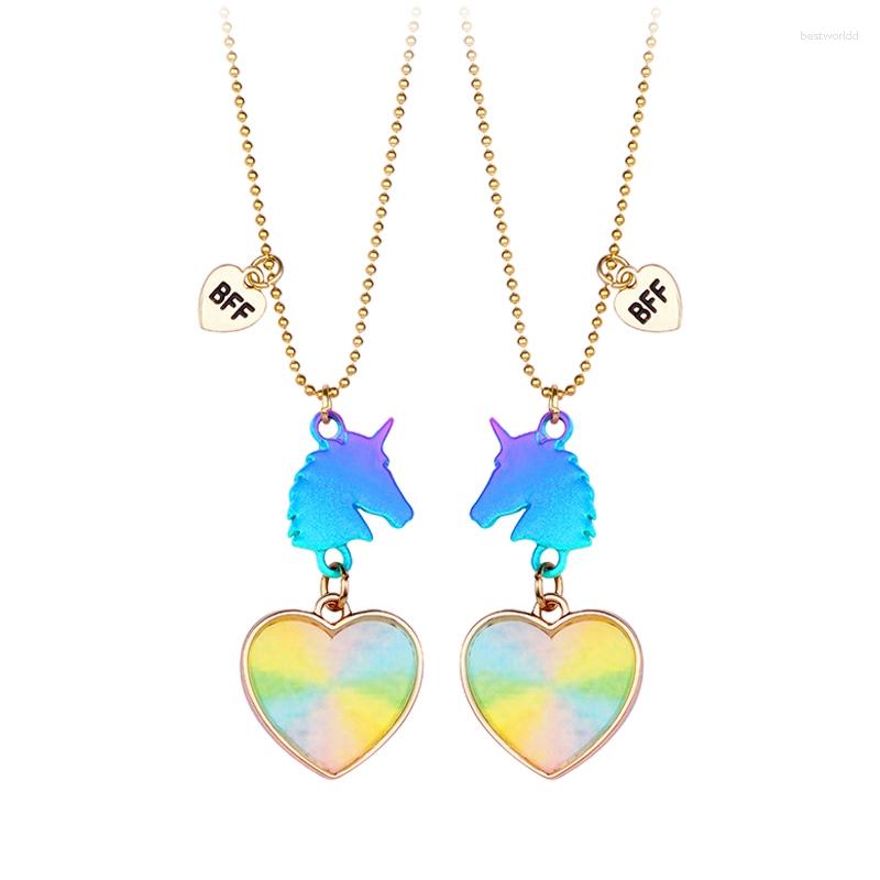 

Pendant Necklaces 2pcs/set Horse Heart Candy Color Necklace For Men Women Clavicle Chain Banquet Party Jewelry Gift
