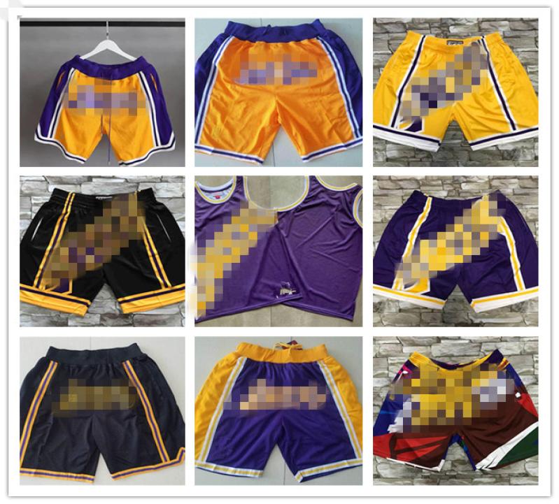 

2020 Mens Swingman Los Angeles Basketball Shorts Stitched Lakers Shorts City JUST DON By Mitchell Ness Pocket Retro PANTS 100 S5050739, Red