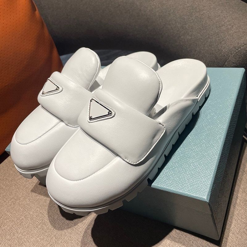 

Designer Shoes Women Beach Slippers Summer Genuine Leather Flat Thick Sole Half Toe Muller Shoes Women's Sandals for Beach Sandals Outdoor Home Scuffs Slider, Black