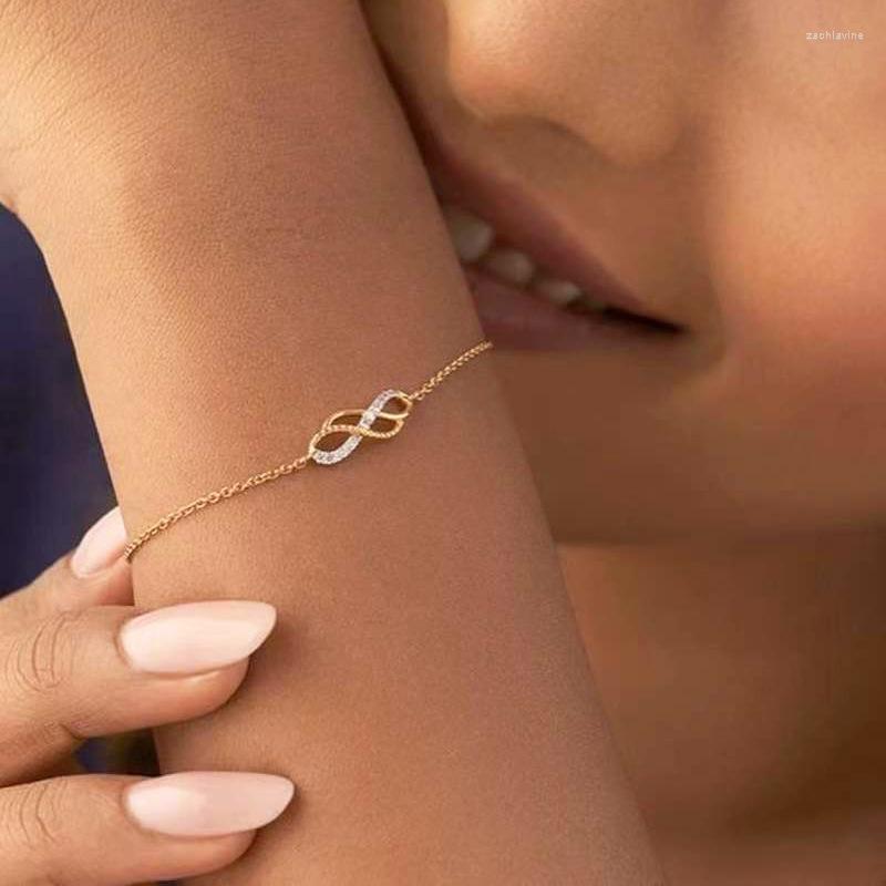 

Link Bracelets Luxury Crystal Cross Cgarm Bracelet For Women Wedding Party Jewelry Gifts E825