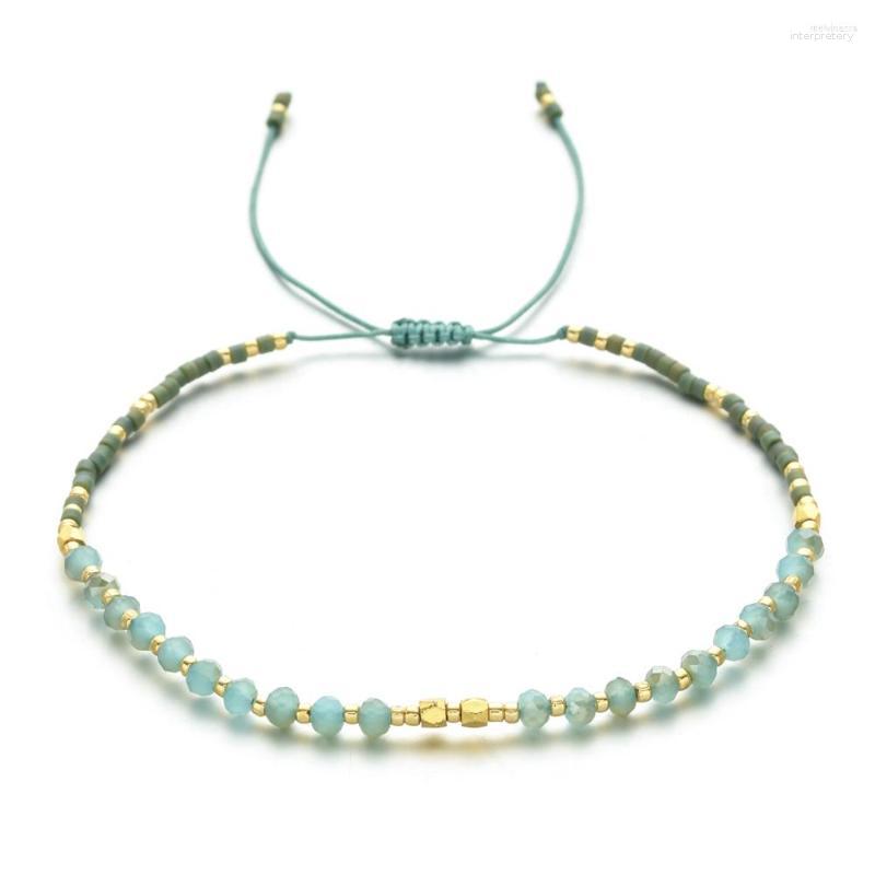 

Strand 2MM Glass Crystal For Women Bracelet Miyuki Beads Gold Color Charm Bangles Wrap Jewelry Friends Gift