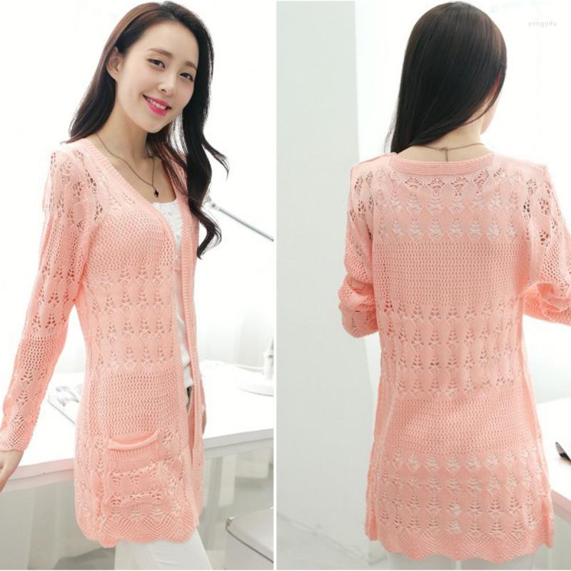 

Women's Jackets Thin Cardigan Spring Hollow Loose Shawl Knitted Sweater Small Coat Air-conditioned Shirt Sunscreen Mid-length Women's, Light pink