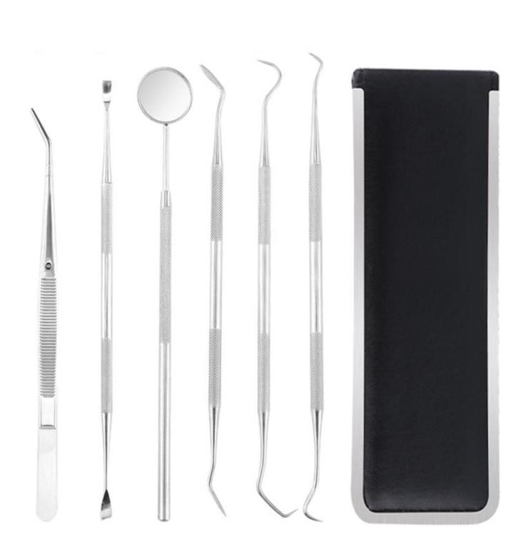 

6Pcs Stainless Tooth Clean Tool Set Hygiene Picks Mirror Kit Oral Health Tooth Cleaning Inspection Tartar Cleaner3188394