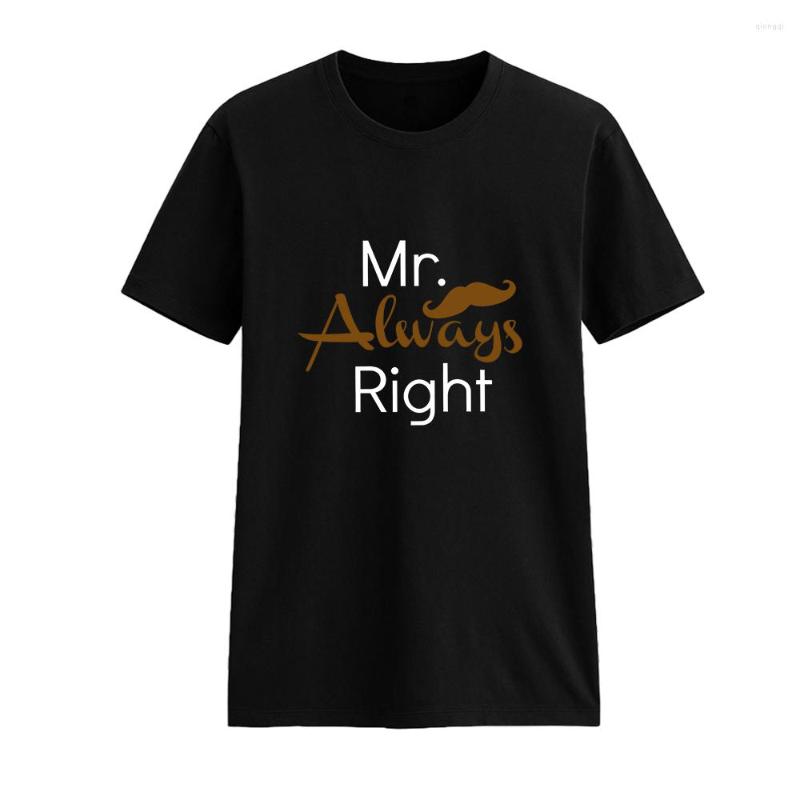 

Men's T Shirts Summer Men's T-Shirt Always Right Print Lover Tee Anniversary Gift Matching Casual Couple Short Sleeve Top Women, Black-mr
