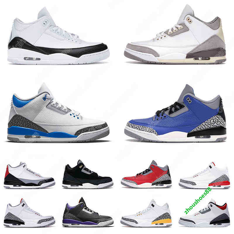 

3s Men Basketball Shoes Grey Royal Cement Unc Fire Red International Flight Tinker Hall of Fame Rust Pink Mens Sports Sneaker, #8