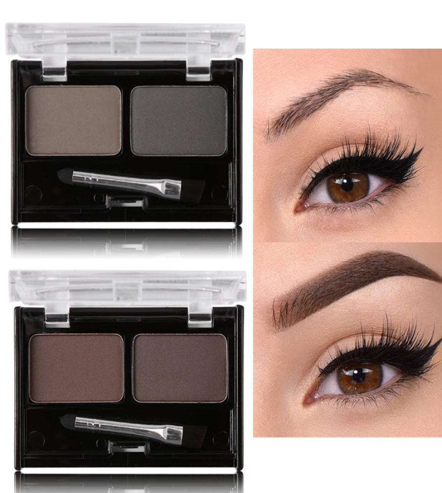 

Brand Double Color Eyebrow Powder Makeup Palette Natural Brown Eye Brow Enhancers 3D Eye Brows Shadow Cake Beauty Kit with Brush6166552, Army green