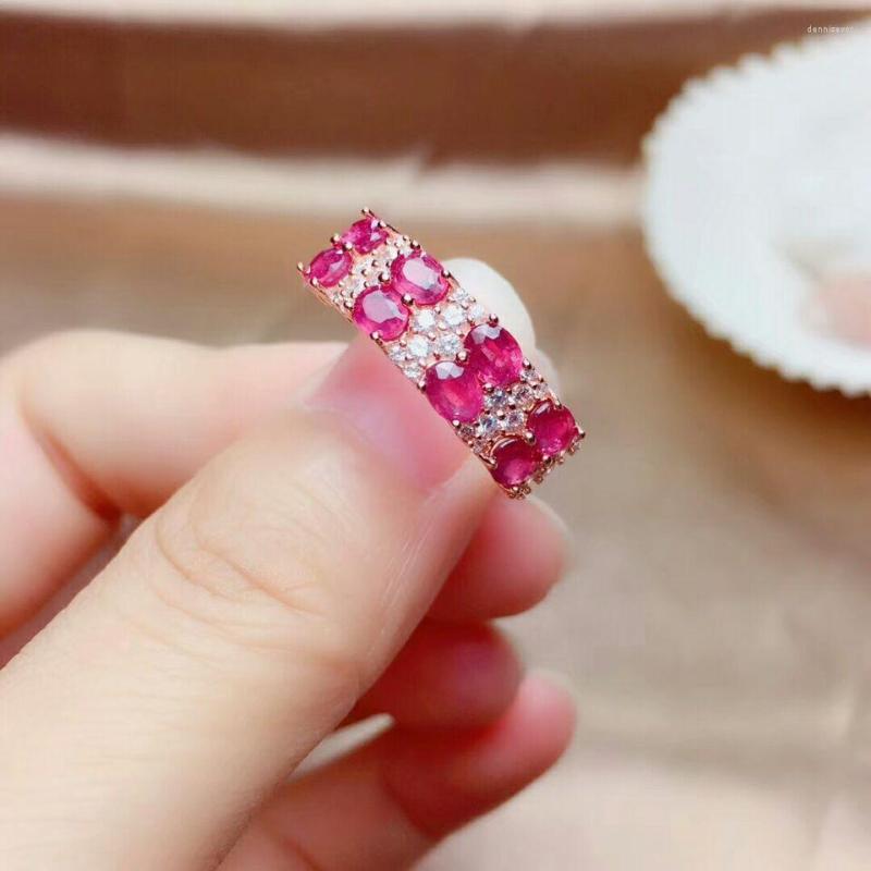 

Cluster Rings MeiBaPJ Natural Burned Ruby Gemstone Fashion Ring For Women Real 925 Sterling Silver Fine Wedding Jewelry
