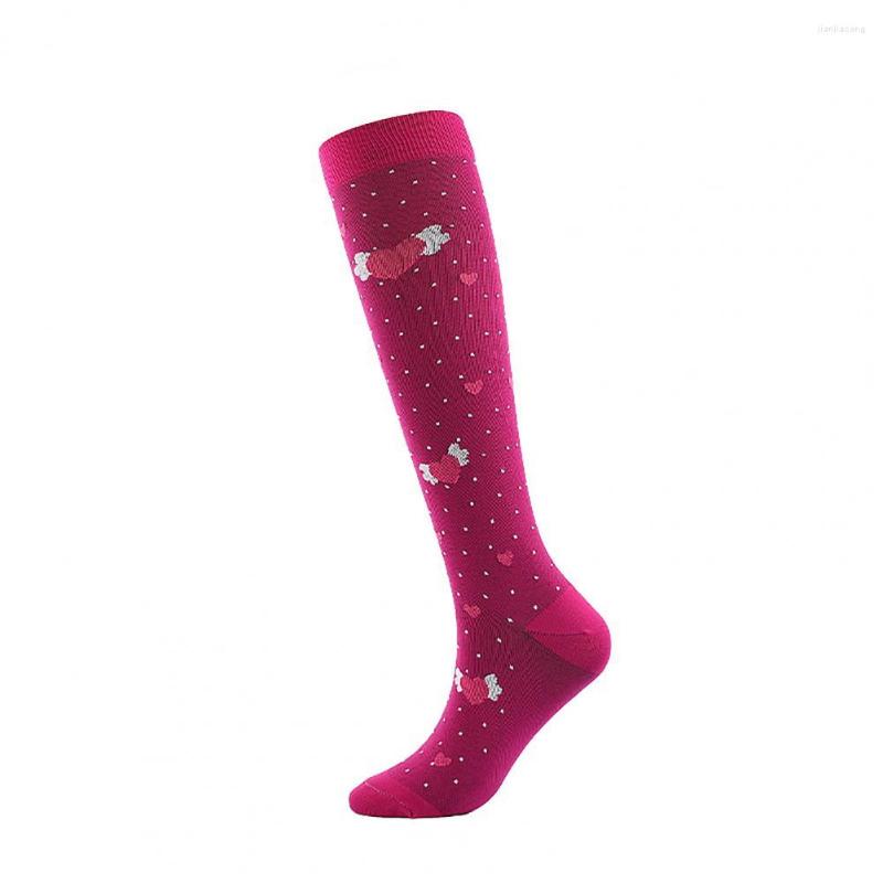 

Women Socks 1 Pair Cute Knee High Non-slip Tear-resistant Sports Dot Heart Adults Compression Stockings, Black