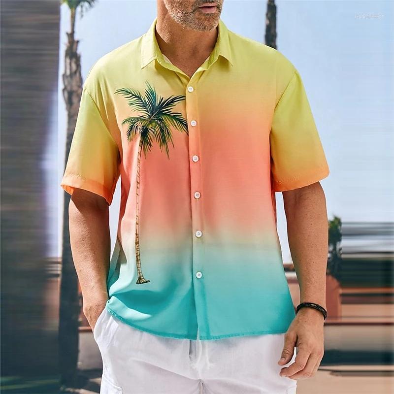 

Men's Casual Shirts Hawaiian For Men Palm Tree Print Tops Simple Shirt Summer Short Sleeve Clothes Street Travel Vacation Oversized, E01-dy11506