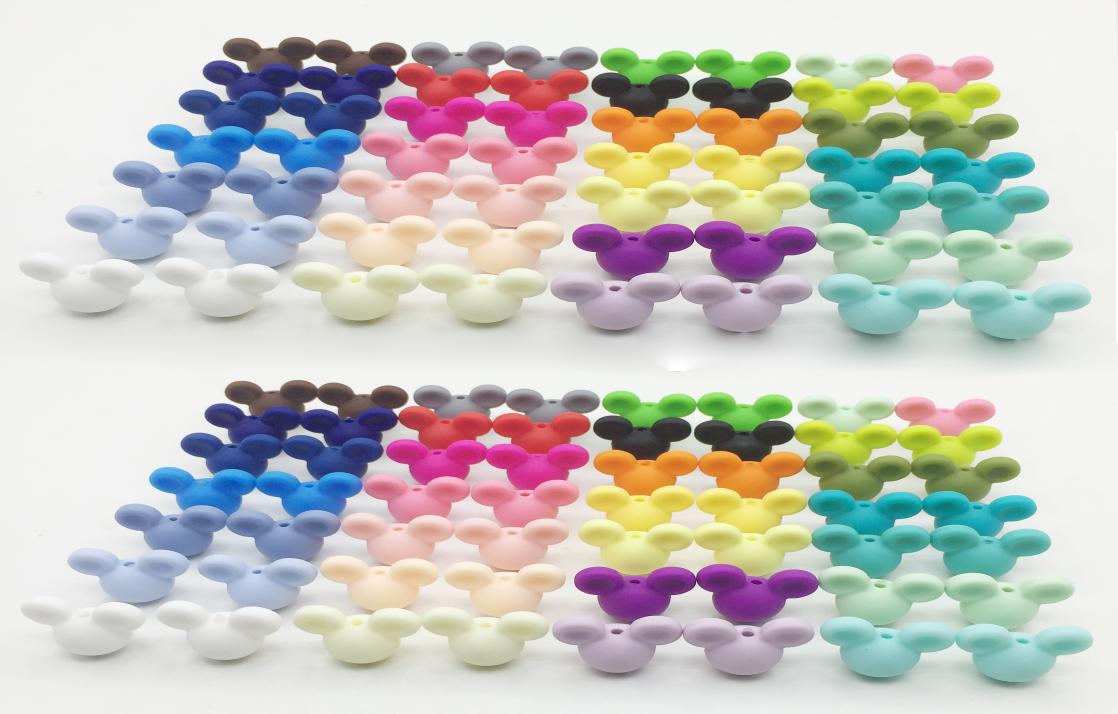 

50pcslot 24mm BPA Loose Silicone Mouse Beads Food Grade Teething Beads For DIY Silicone Cartoon design loose Bead3881469