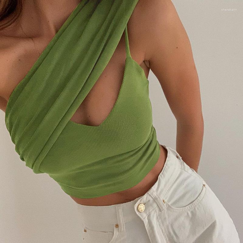 

Women' Tanks Summer Green Sling Type Tight-fitting Crop Top Women, Black